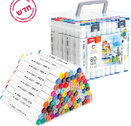 Deli סט סקצ' מרקר deli דו צדדי - 80 יח'