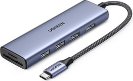 UGREEN תחנת עגינה Ugreen CM511 USB-C Hub 6-in-1 עם HDMI 4K ו-USB 3.0 אפור