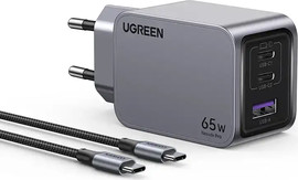 UGREEN מטען קיר מהיר UGREEN NEXODE PRO 65W GAN + כבל CTC אפור