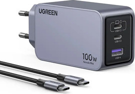 UGREEN מטען קיר UGREEN NEXODE PRO 100W GAN + כבל לטעינה מהירה וחכמה של עד 3 מכשירים. מתאים למחשב נייד, סמארטפון וטאבלט UGREEN X757 25874