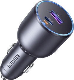 UGREEN מטען רכב מהיר UGREEN 63W עם יציאות Type C + USB כסוף