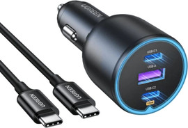 UGREEN מטען רכב מהיר UGREEN 130W חיבורי USB-C + USB-A שחור