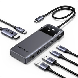 UGREEN מפצל UGREEN UNO USB-C 6 ב-1 – כולל HDMI 4K@60Hz, טעינה מהירה 100W וחיבורים מהירים 10Gbps אפור