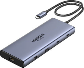 UGREEN תחנת עגינה 10 ב-1 בחיבור Type-C דגם מבית UGREEN - צבע כסוף