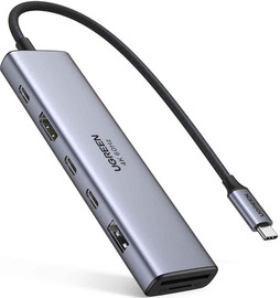 UGREEN תחנת עגינה UGREEN USB-C 7-in-1 10Gbps 4K60Hz אפור