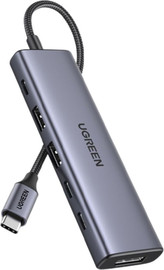 UGREEN תחנת עגינה Ugreen CM511 USB-C 6-in-1 4K 60Hz DP 100W אפור
