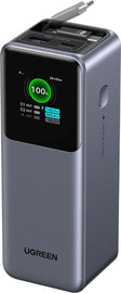 UGREEN סוללת גיבוי UGREEN Nexode 20000mAh 165W עם כבל USB-C נשלף מובנה ומסך TFT דיגיטלי כסוף