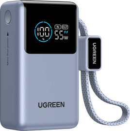 UGREEN סוללת גיבוי קומפקטית UGREEN Nexode Pro 10000mAh 55W עם כבל מובנה אפור