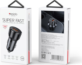 YESIDO מטען רכב 50W (USB-A + Type-C)