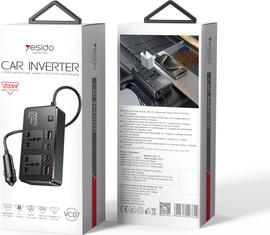 YESIDO ממיר מתח לרכב 200W עם מטען USB