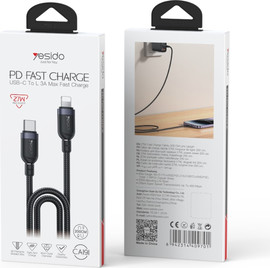 YESIDO כבל טעינה Type-C ל-Lightning 27W (אורך 2 מטר)