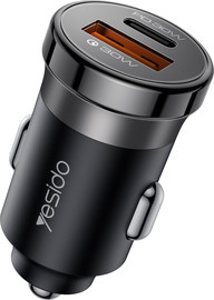 YESIDO מטען רכב מהיר 30W A+C (כולל כבל Type-C ל-Lightning)