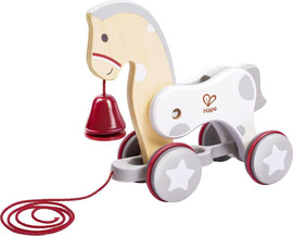 HAPE צעצוע משיכה ועידוד הליכה: סוס פוני עם ראש עולה/יורד ופעמון