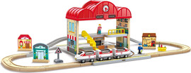 HAPE סט רכבת תחנה ניידת מעץ 40 חלקים