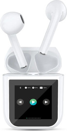 AOC אוזניות BT אלחוטיות TWS עם מסך מגע צבעוני חכם, עמידות במים IPX4 דגם ACT3504WT
