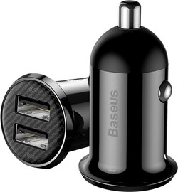 BASEUS מטען רכב כולל שני 2 יציאות Baseus USB 4.8A בזאוס Grain Pro Car Charger (Dual USB 4.8A) שחור