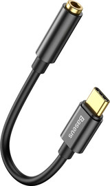 BASEUS מתאם Type-C לכבל שמע 3.5 מ''מ Baseus בזאוס Type-C Male to 3.5mm Female Adapter L54 Black