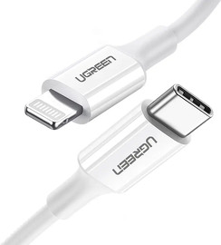 UGREEN כבל טעינה מסוג USB-C ל-Lightning באורך 1 מטר בחר צבע לבן