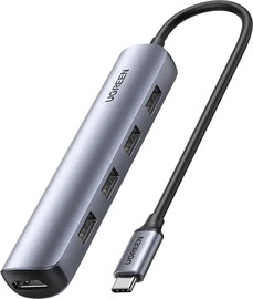 UGREEN מתאם אולטרה דק 5 ב-1 UGREEN USB-C1 USB 3.0 שחור