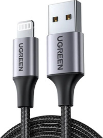 UGREEN כבל Lightning לסנכרון וטעינה קלוע באורך 2 מטר  שחור