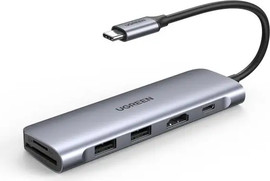 UGREEN מתאם Type-C 100PD W 6 ב-1 4K UHD cm195