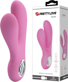 Pretty Love ויברטור שפן נטען מסיליקון לגירוי כפול עם 7 מצבי רטט ו-5 מהירויות Canrol, ורוד