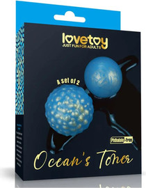 LOVETOY כדורי קגל |  ביצים סיניות מסיליקון איכותי | OCEAN'S TONER EGG SET ,כחול