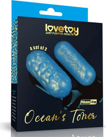 LOVETOY כדורי קגל |  ביצים סיניות מסיליקון איכותי | OCEAN'S TONER EGG SET III ,כחול