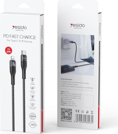 YESIDO כבל טעינה Type-C ל-Lightning ‏20W (אורך ‎1 מטר)