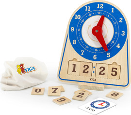 VIGA שעון לימודי דיגיטאלי ואנלוגי מעץ בשקית בד