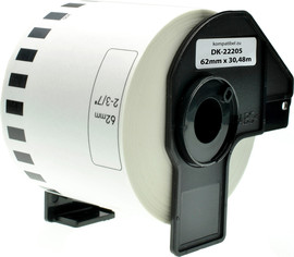 BROTHER מדבקות תואמות BROTHER DK-22205 (סרט רציף גודל תווית 62 מ"מ30.48X מטר)