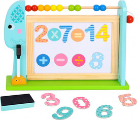 Tooky Toy לוח ציור ופעילות דו-צדדי מעץ עם חשבוניה 18 אביזרים