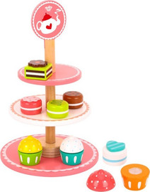 Tooky Toy דוכן קינוחים 3 קומות מעץ 12 חלקים