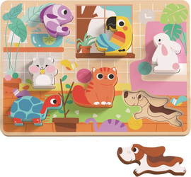 Tooky Toy פאזל עץ צ'אנקי: חיות מחמד 7 חלקים