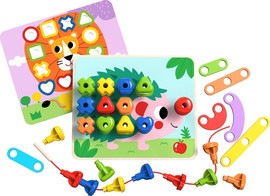 Tooky Toy לוח פסיפס והשחלה צבעוני 53 חלקים