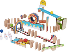 Tooky Toy מפולת דומינו מעץ 57 חלקים