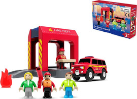 Inbar Toy ערכת כיבוי לרכבות עץ 17 חלקים - Myka fort