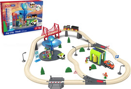 Inbar Toy ערכת רכבת עץ חשמלית 76 חלקים - Myka fort