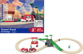 Inbar Toy ערכת רכבת עץ חשמלית 37 חלקים - Myka fort