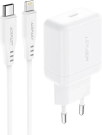 AceFast סט מטען קיר מהיר ACEFAST A130 – הספק 20W PD וכבל טעינה Lightning