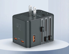 Cellero Electric מטען קיר אוניברסלי חזק במיוחד 68W שחור קומפקטי לטעינה מהירה ועוצמתית עם מתאמי חשמל Cellero