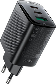 AceFast AceFast A108 מטען קיר GaN PD67W (2×USB-C + USB-A) שחור