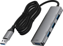 AceFast מפצל USB ותחנת עגינה חכמה 4 ב-1 ACEFAST J17 – ארבע יציאות USB 3.0 מהירות עם כבל מחוזק באורך 1 מטר