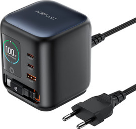 AceFast מטען שולחני חכם ACEFAST Z10 PD100W GaN – הספק 100W, כבל USB-C נשלף ומסך צבעוני