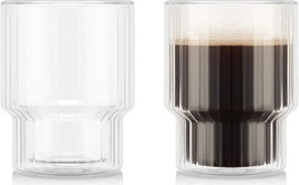Bodum סט 2 כוסות זכוכית דופן כפולה NAVALIA בנפח 300 מל עם צלעות משופעות מבית Bodum