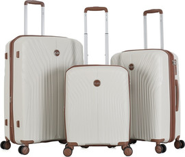 Luan סט 3 מזוודות קשיחות 20"/24"/28" דגם LUXE מבית המותג היוקרתי Luan-אפור בז'