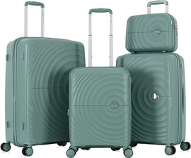 Luan סט 4 מזוודות קשיחות 20"/24"/28" + תיק קוסמטיקה דגם Bordo מבית המותג היוקרתי Luan-ירוק