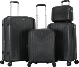 Luan סט 3 מזוודות קשיחות 20"/24"/28" + תיק קוסמטיקה דגם VENICE מבית המותג היוקרתי Luan-שחור