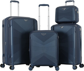 Luan סט 3 מזוודות קשיחות 20"/24"/28" + תיק קוסמטיקה דגם VENICE מבית המותג היוקרתי Luan- כחול