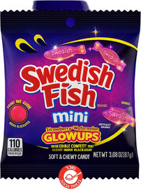 Sour Patch Swedish Fish Strawberry Watermelon סוודיש פיד - סוכריות זוהרות בחושך בטעם אבטיח תות